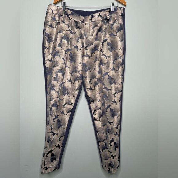 Eloquii Gold Grey Kady Fit Brocade Metallic Pants Grey and Gold Size 16 - Picture 1 of 12